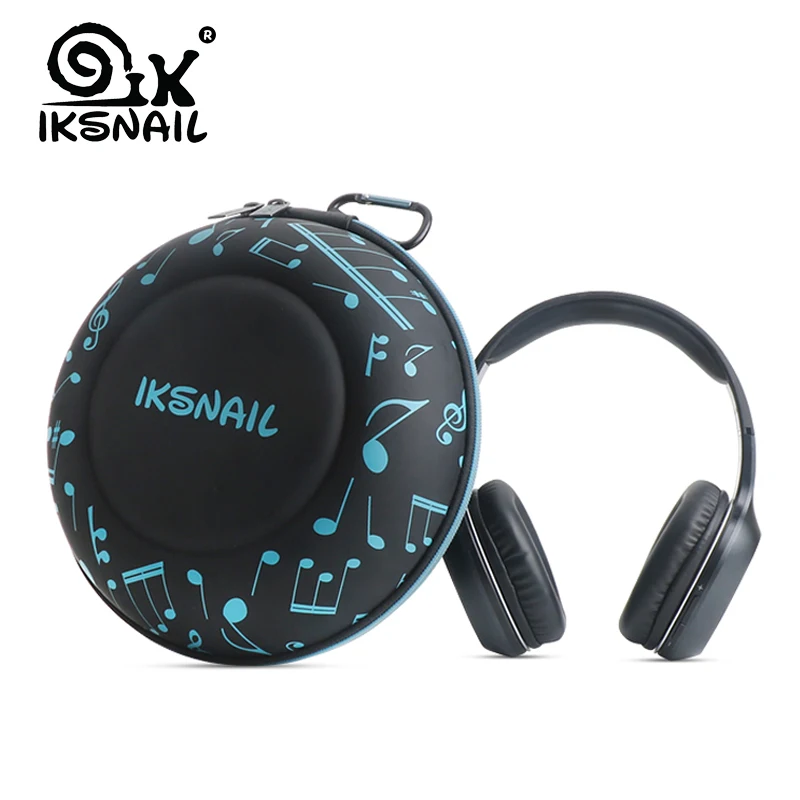

IKSNAIL Portable EVA Fiber Zipper Headphone Case Hard Storage Carrying Bag Travel Earbuds Storage Box For Universal Headphone