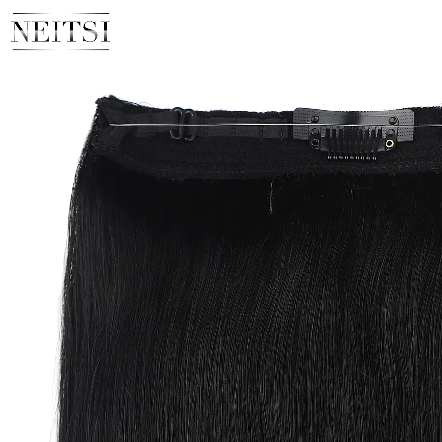  Neitsi Straight Clip In Hair 100% Remy Human Hair Easy Going Hidden Invisible Wire Flip in Hair Ext