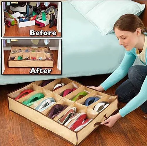 

5pcs High Quality Multiuseful Durable Storage Shoes Box Case Organizer Holder Dustproof Bed Closet For 12Pairs