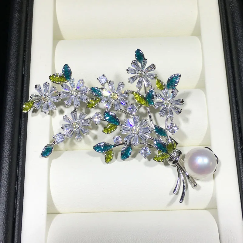 

ZHBORUINI High Quality Natural Freshwater Pearl Brooch Chinese Style Flower Bouquet Brooch Pearl Jewelry For Women Accessories