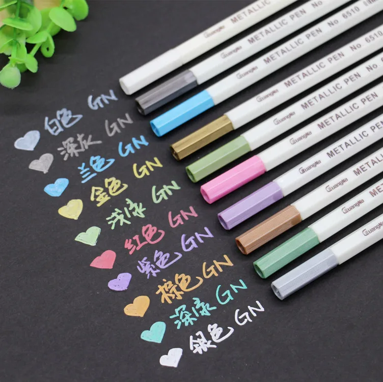 Drawing Painting Marker Pens 10 Colors Pen For Black Paper Art Supplies Mar...