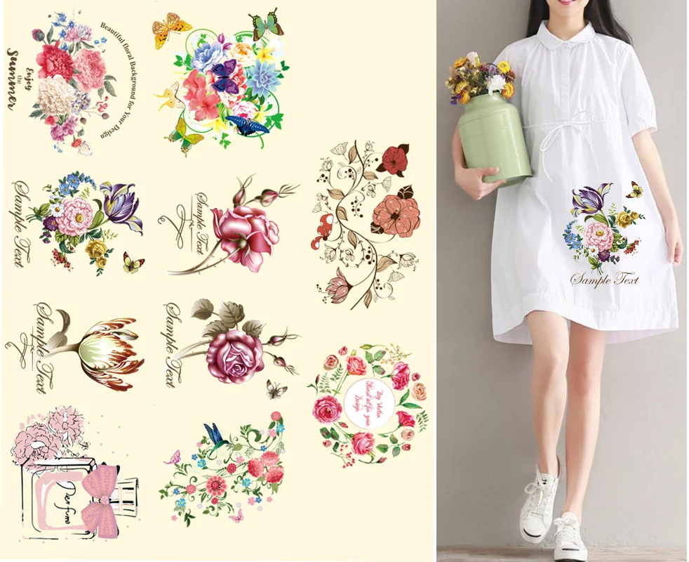 Big Size Iron On Rose Patches For Clothing Flower Patch Iron on