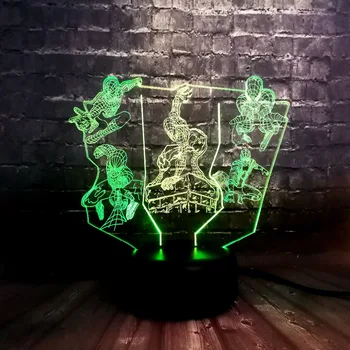 

Creative Lava Marvel Spider Man Group Mixed Cook 7 Color USB Charge LED Baby Sleep Warm Night Light Boyfriends Holiday Fun lamp
