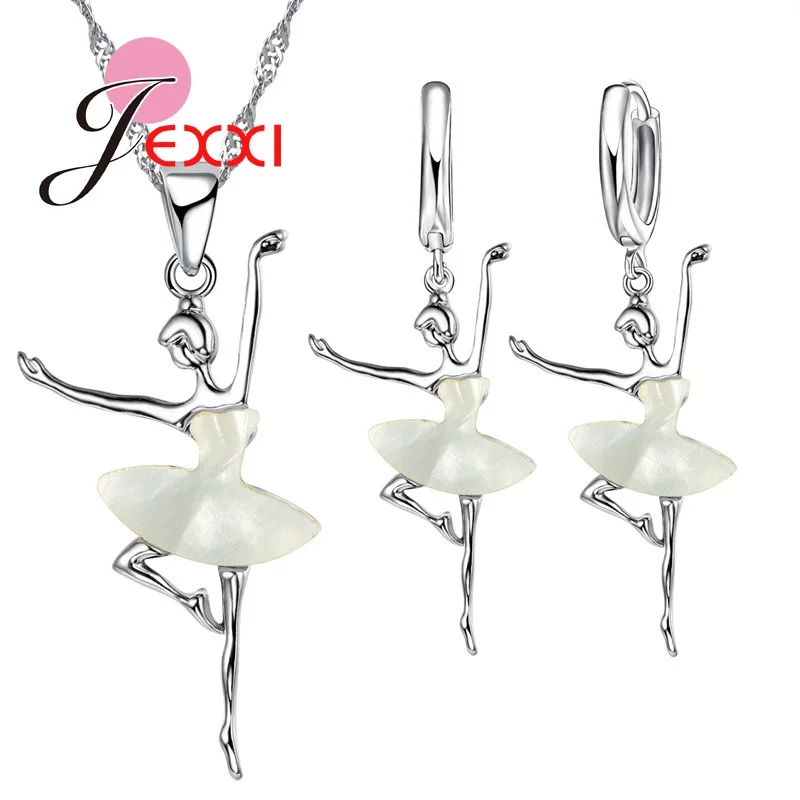 

1 Set Fashion Jewelry 925 Sterling Silver Crystal Wedding Bridal Dancing Girl Crystal Necklace Earring Jewelry Sets