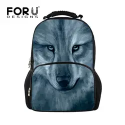 Forudesigns/серый животных Волк школьная сумка для Колледж студент 3D основной школы Обувь для мальчиков школьный уникальный дети bookbag 17 дюймов