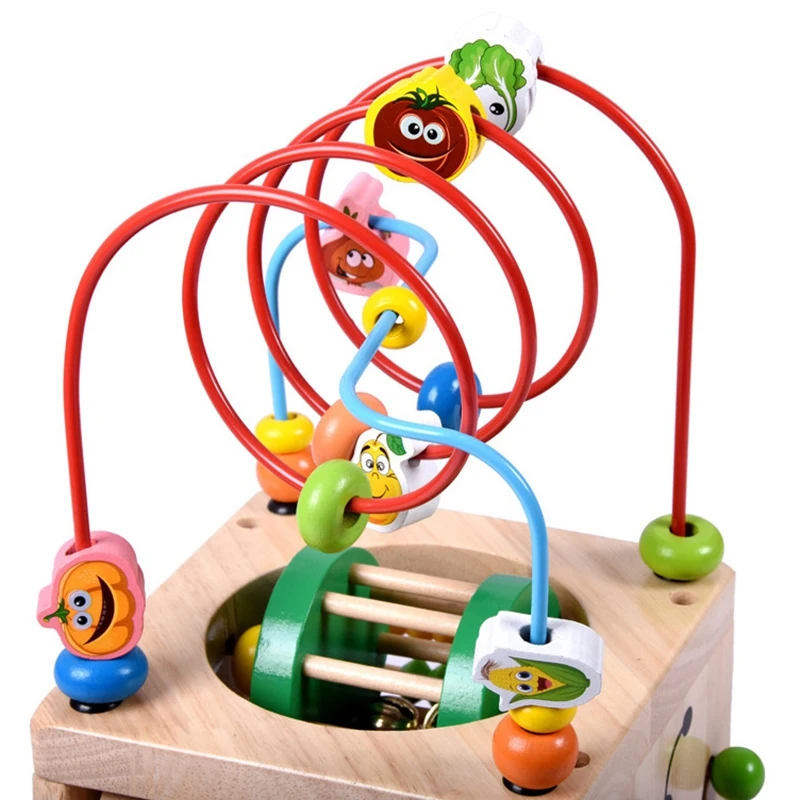 Multi Function 6 In 1 Wooden Math Around Bead Maze Letters Recognition Abacus Clock Learning Educational 4