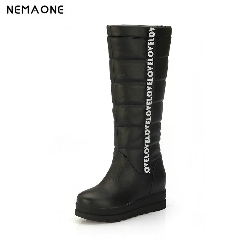 

Size 34-43 Women Fashion Sweet Knee High Snow Boots 5cm Med Heels Women Shoes To Keep Warm In Winter Casual Party Shoes