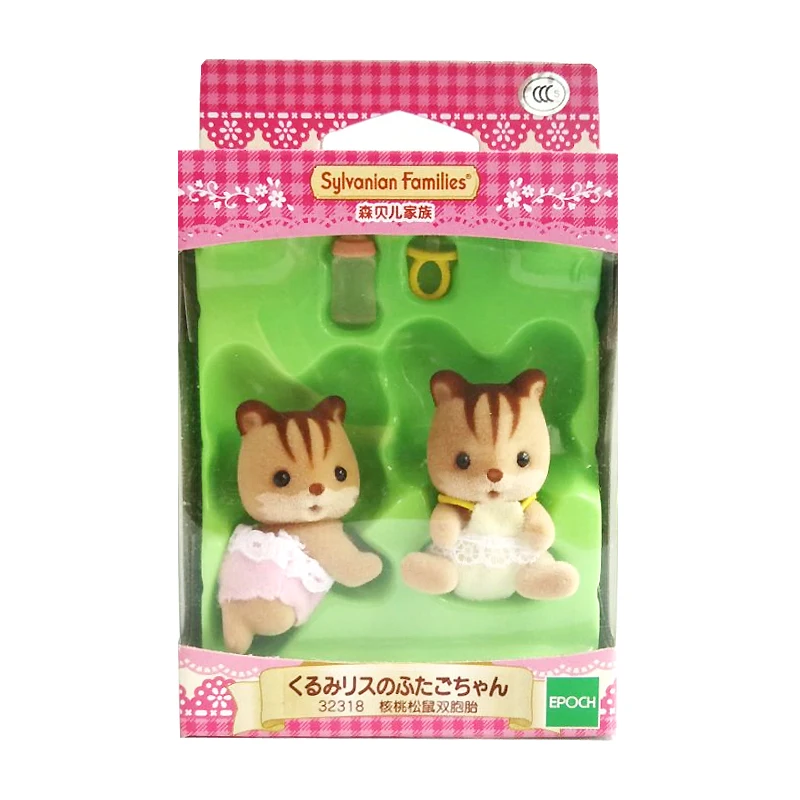 Sylvanian Families кукольный домик пушистые аксессуары для детской куклы Squrriel Twins w/Bottle Girl подарок новинка#32318