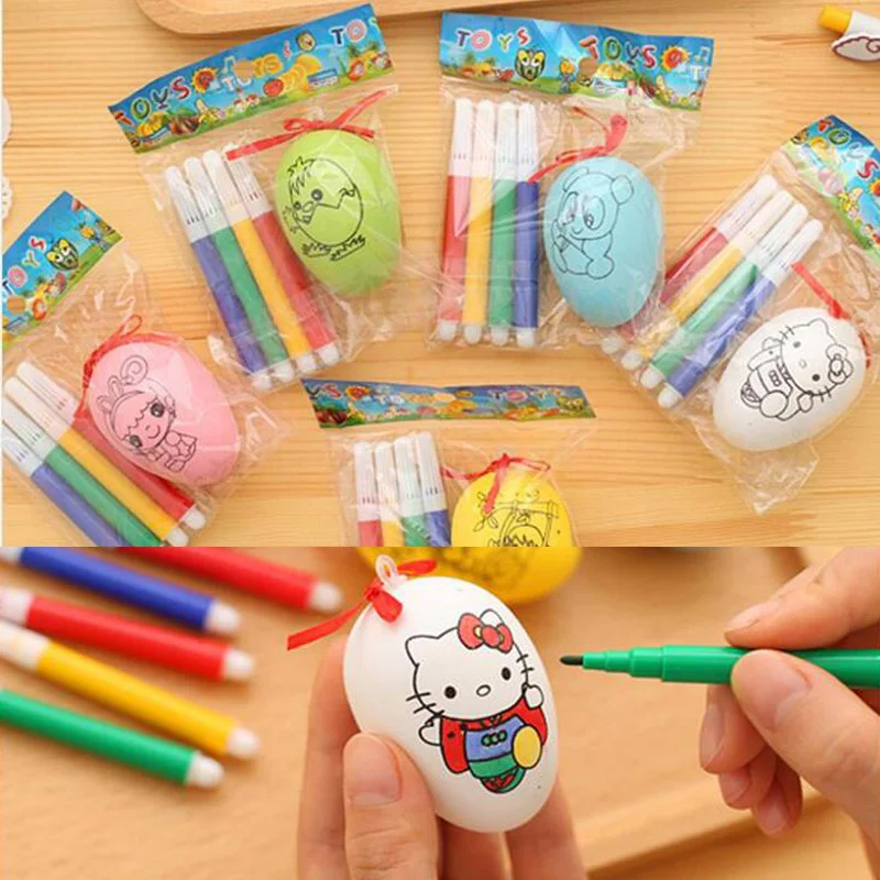 

10Pcs/lot Children's Manual DIY Easter Egg Simulation Graffiti Holiday Gift Decoration Plastic Goose Egg