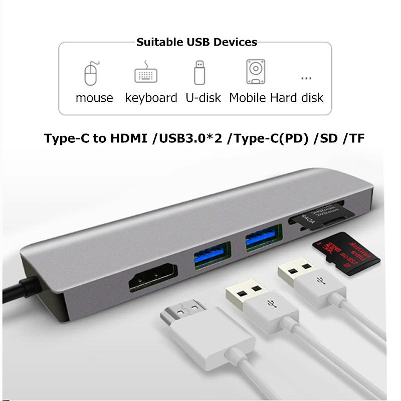 Trumsoon type C Thunderbolt 3 к HDMI USB-C USB 3,0 адаптер SD TF кардридер концентратор кабель для Macbook samsung S9 Note10 huawei P30