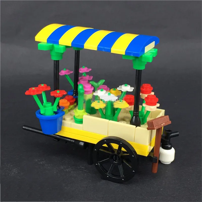 LegoINGlys Flower Cars Store Building Blocks City Street Garden Military Weapon MOC Accessory DIY Kits Toys For Children (2)