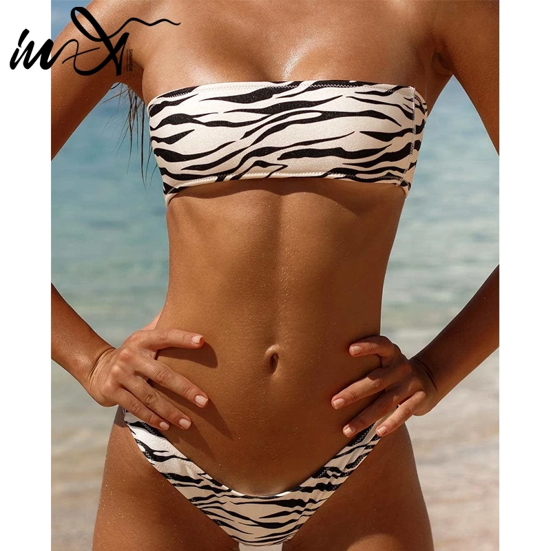 

In-X Bandeau sexy bikinis 2019 bathers swimsuit female Separate swimwear women zebra print bathing suit maillot de bain femme