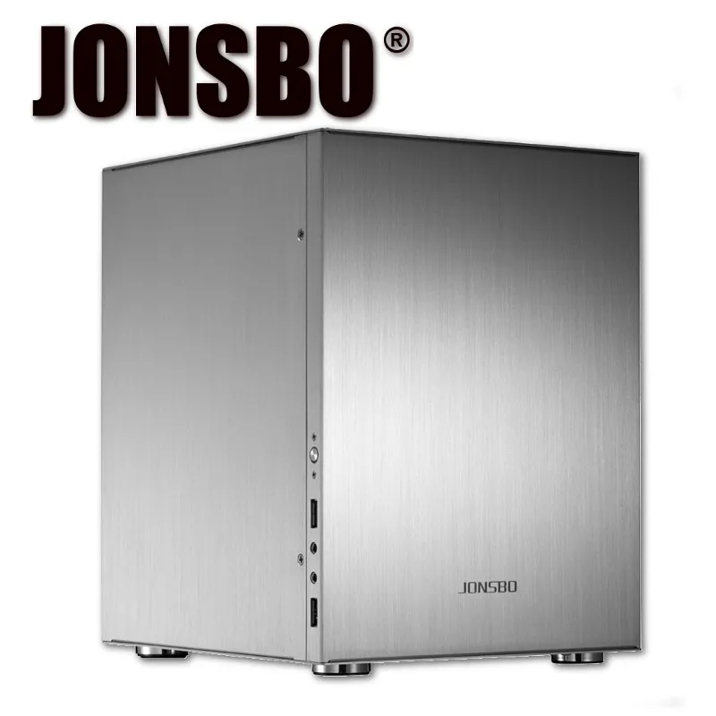 Jonsbo C2 мини Чехол для компьютера все ПК с алюминиевым корпусом шасси USB 3,0 HTPC чехол поддержка видеокарты 1080P - Цвет: Silver