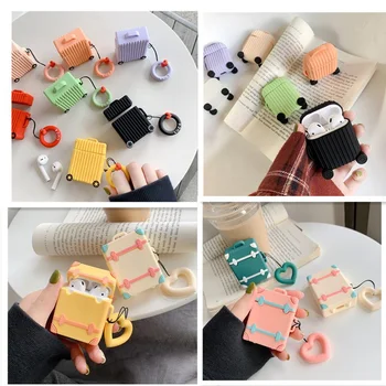 

Cute Suitcase For Earphone Silicone Bluetooth Wireless Case For AirPods Protective Case Accessories For Apple Charging Box
