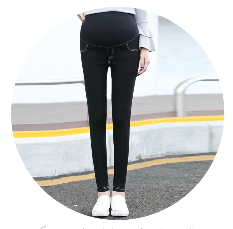 Gjsxyl хлопок средства ухода за кожей для будущих мам джинсы женщин демисезонный беременность живота эластичные тонкие брюки, джинсовые штаны
