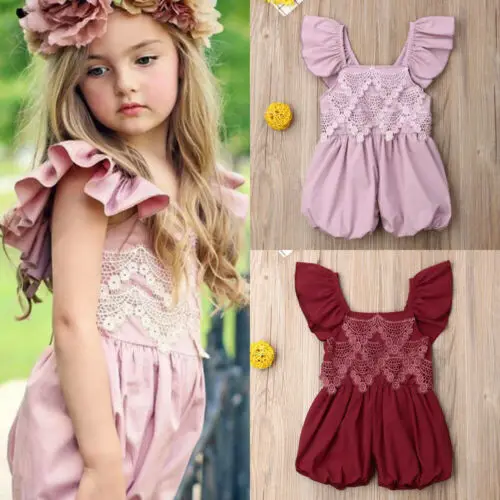 

UK Lace Newborn Infant Baby Girl Ruffle Romper Jumpsuit Clothes Outfits
