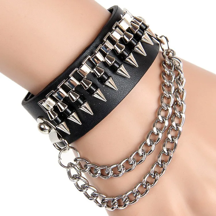 

Sexy gothic punk bullet Disco dance costume party rivet nail leather bracelets gloves wholesale