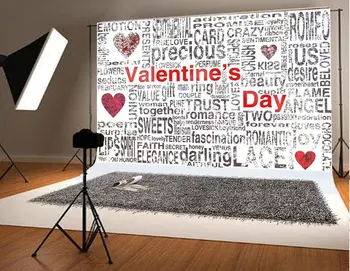 

Letter red heart Valentine's day white Background Vinyl cloth High quality Computer print party photo backdrop