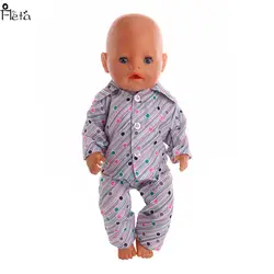 Fleta 2018 рубашка стиль пижамы для см 43 см новорожденных куклы или 18 дюймов американская кукла аксессуары лучший подарок для кукол b316-
