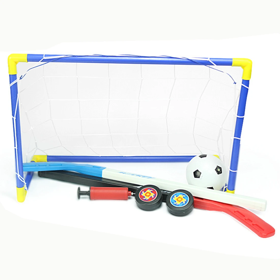 

Rowsfire 2 In 1 Kids Sports Soccer & Ice Hockey Goals With Balls And Pump Practice Scrimmage Game Child Outdoor Fun Toy