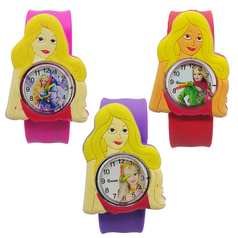 

Colorful cute Kids Slap Watches Children Cartoon Barbi Princess Watch Silicone Wristwatch for boys girls clock Christmas Gifts