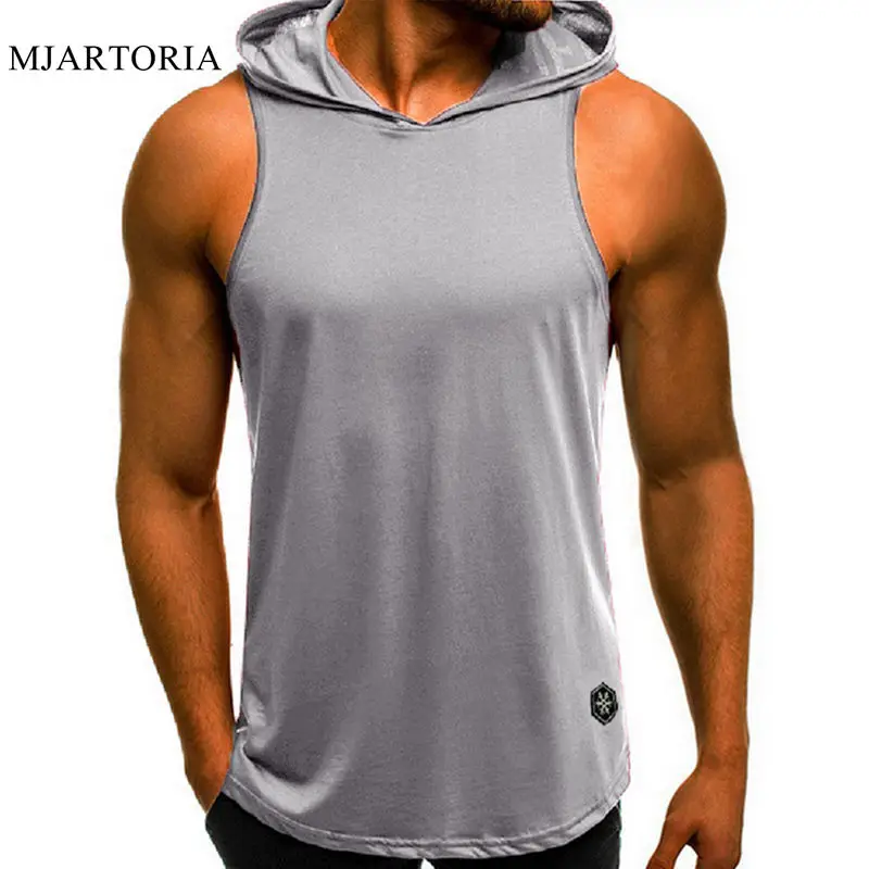 

MJARTORIA Men's Sleeveless Hoodie Tank Tops Bodybuilding Workout Tank Tops Muscle Fitness Gym Clothing Male Summer Tops