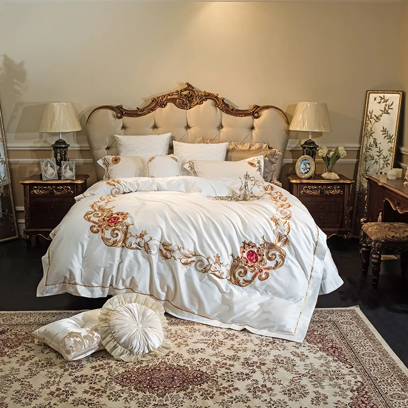 

800TC Egyptian Cotton Luxury Royal Bedding Set Embroidery Luxury Bedding Duvet cover bed set Queen King size Bed Sheet set
