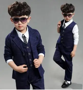 

2018 Children blue formal suits boy blazers set teenagers tuxedo winter clothes kids wedding outfits party costume 3pcs 3-12Y