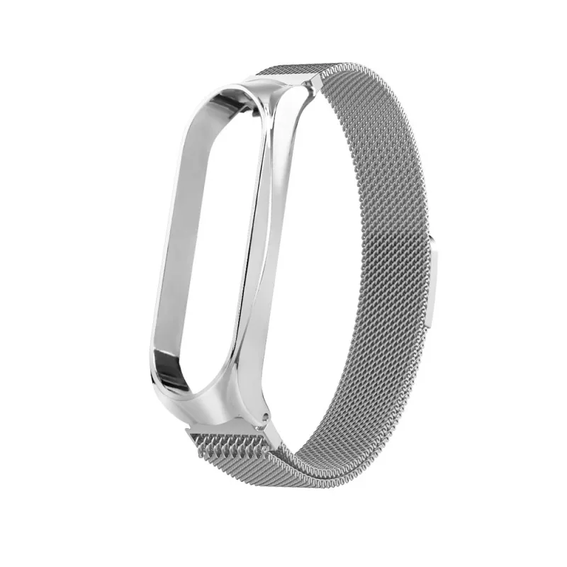 For Mi Band 4 Wrist Strap Replacement Stainless Steel Metal Smart Bracelet Magnet Adsorption Strap For Xiaomi Band 3/ 4