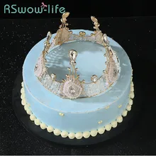 Украшение для торта ко дню рождения корона Роскошная ручная работа Кристалл бисером корона для дня рождения праздничный торт