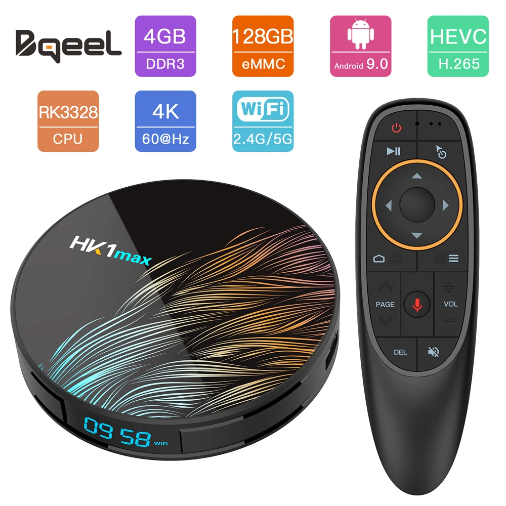 

Bqeel Android 9.0 TV BOX HK1MAX RK3328 Quad Core 4G 64G 128G BT 4.0 WIFI Smart TV Box 4K HDR Google Play Netflix Set Top Box