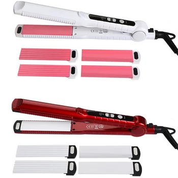 

Top Quality 3 in 1 Hair Straightener + Hair Curler Rollers + Ceramic Corrugation Wave Plate Curling Iron Styling Tool flat iron