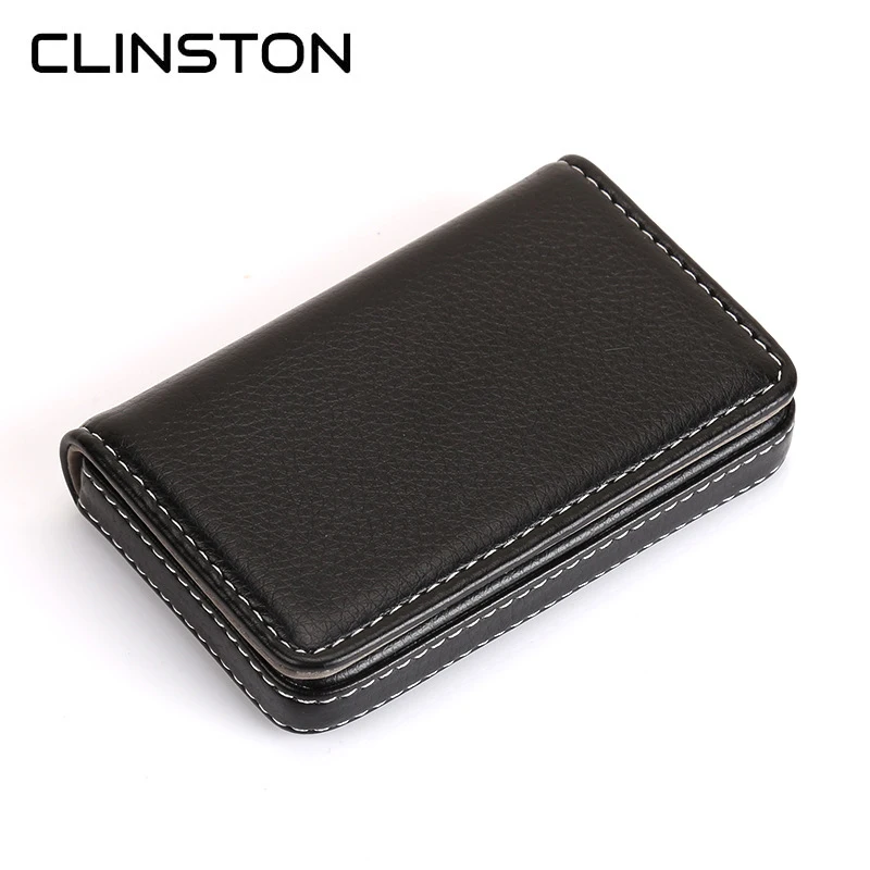 Men&#39;s Leather Magnet Business Name Card Holder Simple Unisex ID Credit Cardholder Mini Wallet ...