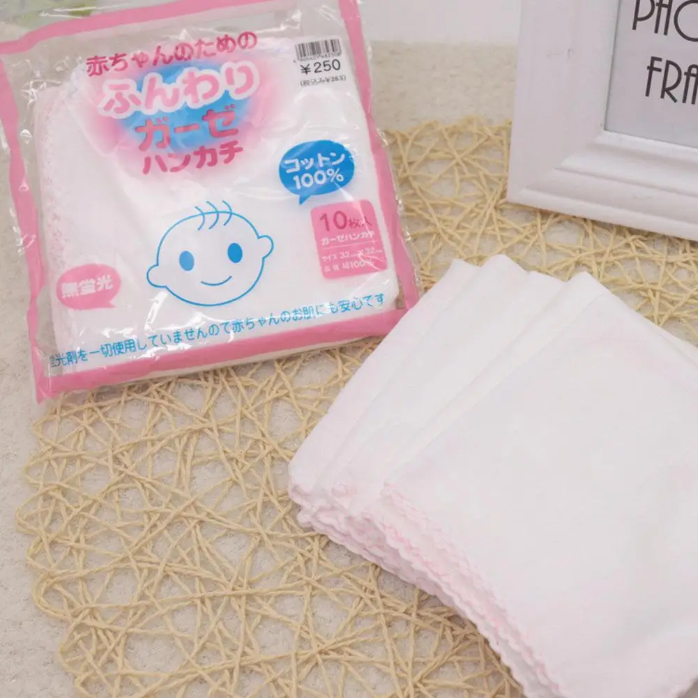 

Kidlove 10PCS White Gauze Square Baby Handkerchief Face Towel for Shower 32x32CM