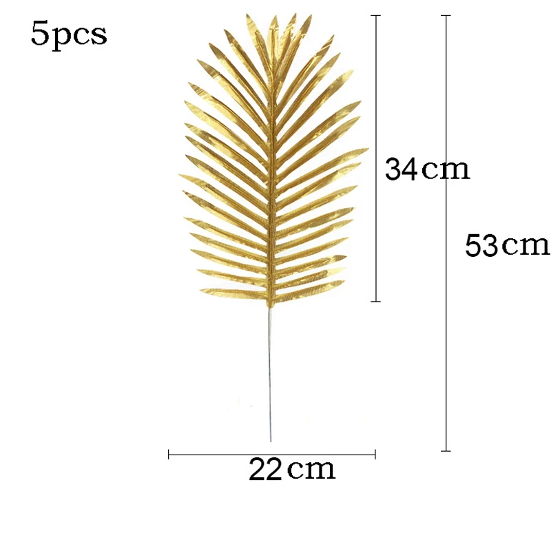 5Pcs Artificial Gold Palm Leaves DIY Plant Home Party Wedding Birthday Table Decoration Baby Shower Party Supplies - Цвет: 4