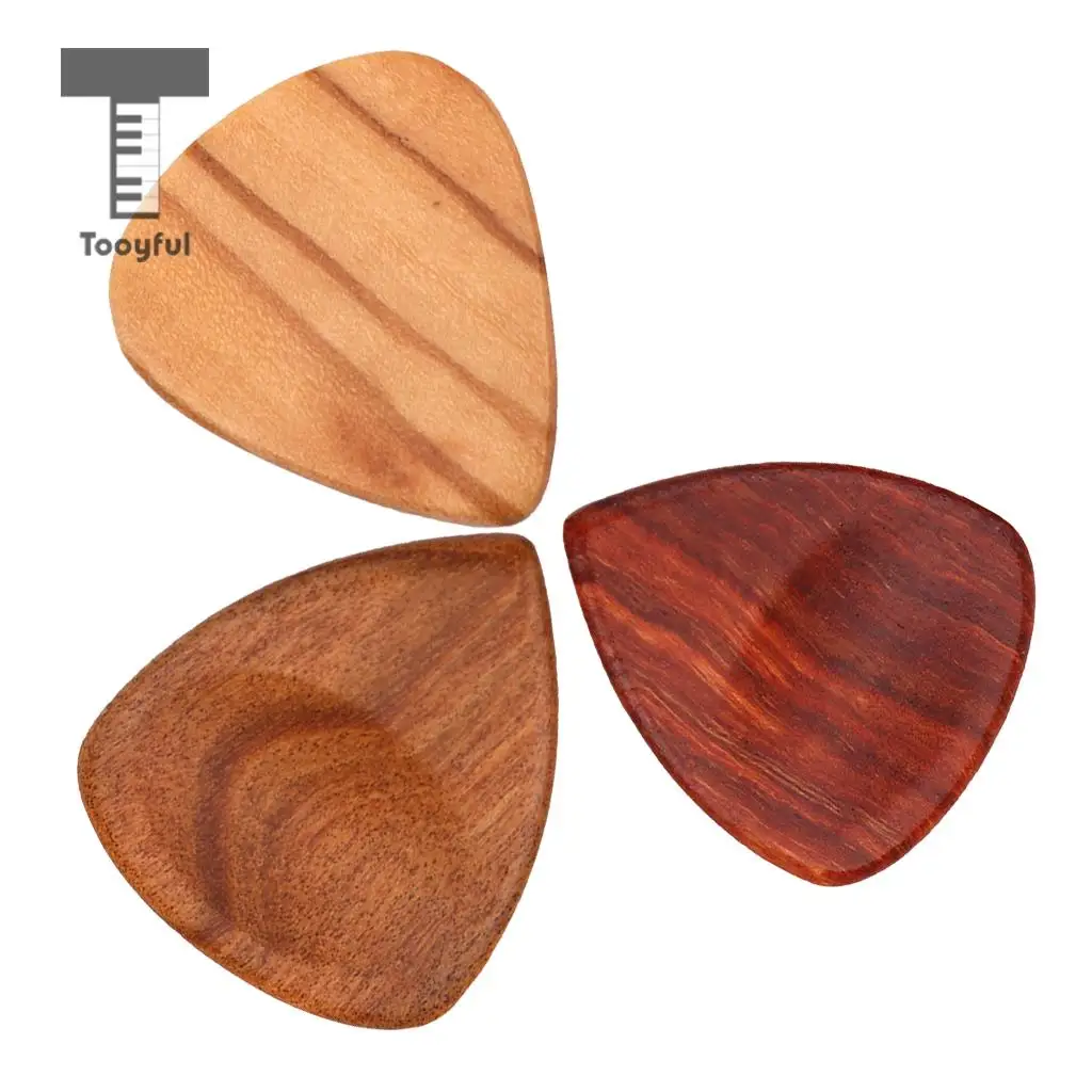 3pcs CHACATE PRETO/OLIVE Wood Grain Guitar Pick Plectrum for Acoustic Electric Guitar Uke Heart Shaped