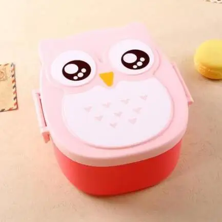Милый легко открывающийся Ланч-бокс с дизайном Совы Kawaii японский контейнер для продуктов посуда bento box для детей подарок на день рождения - Цвет: A