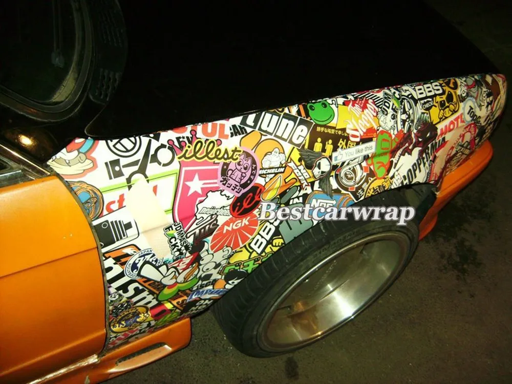 Euro style stickerbomb car wrapping film JDM sticker Foile (2)