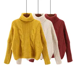 Новое поступление 2019 пуловер Женский водолазка кашемировый свитер с длинными рукавами хлопок элегантный свитер женский осенний вязаный
