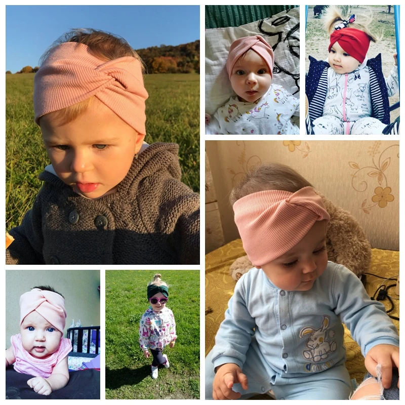 Wide Knot Baby Headband Soft Elastic Cotton Baby Girl Headbands Solid Color Kids Knit Hair Bands Baby Girls Hair Accessories baby accessories box