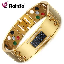 RainSo Exquisite Crystal Titanium Bracelets Bangles Magnetic Germanium Negative ions Far Infrared Tourmaline Men's Jewelry escalus 2018 magnetic health bracelet for women 100% pure titanium 4in1 magnets negative ions germanium far infra red bracelet