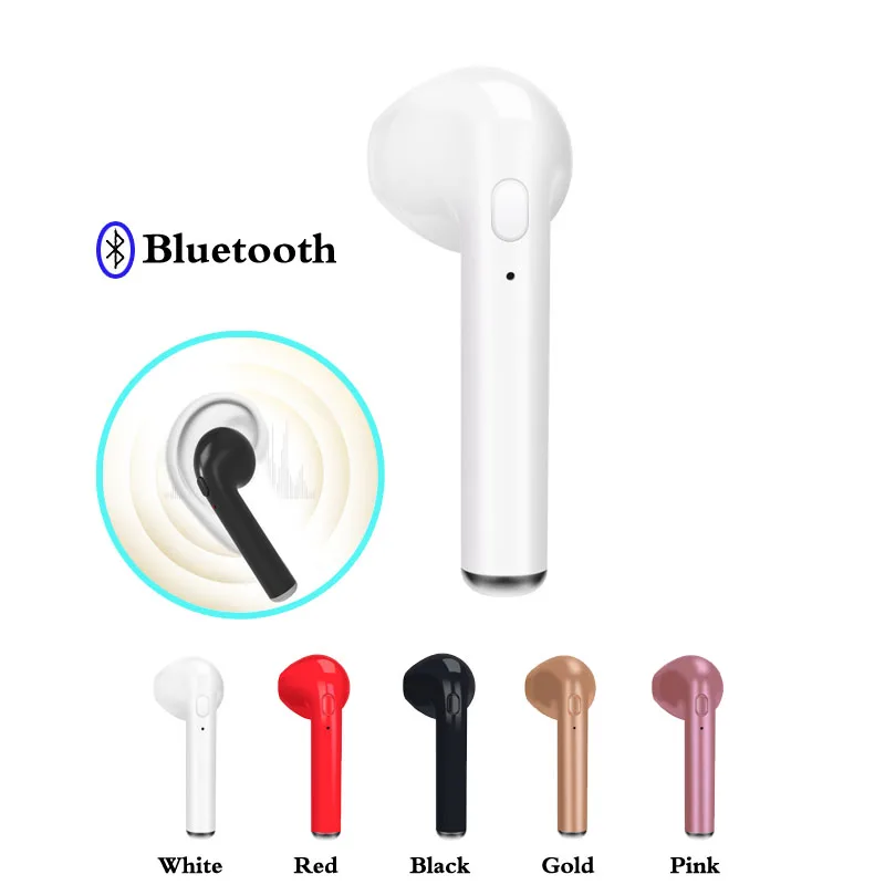 

Hot I7 Wireless Earphone Bluetooth Headset Stereo In-Ear Invisible Earbud Headphone for iphone 5 6 6s 7 8 Plus for Android Phone