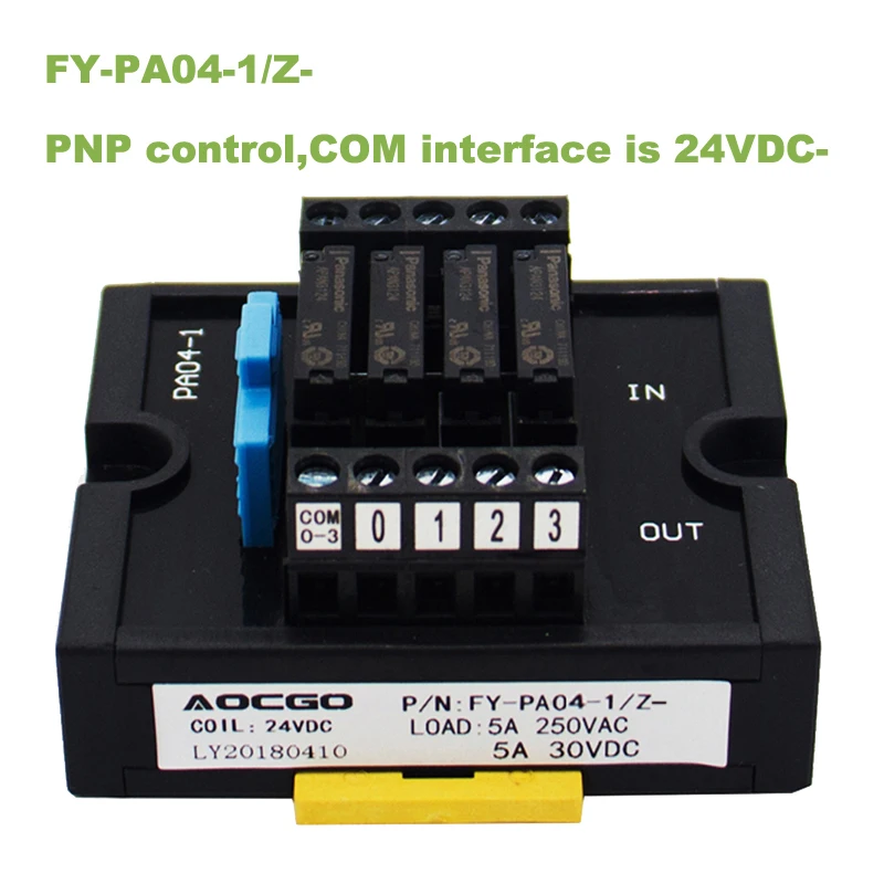 

4 Slim relay PNP Control 24V DIN Mounted relay module