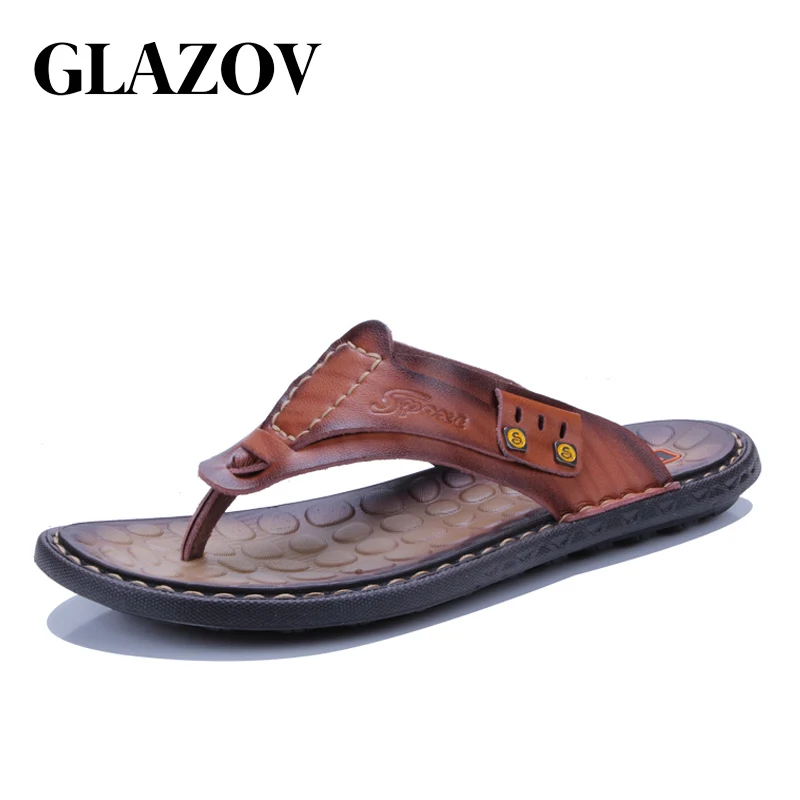 Flip-flops Modestil Glazov Sommer Luxus Marke 2018 Neue Männer Flip-flops Hohe Qualität Leder Hausschuhe Sommer Mode Strand Sandalen Schuhe Für Männer Einen Effekt In Richtung Klare Sicht Erzeugen