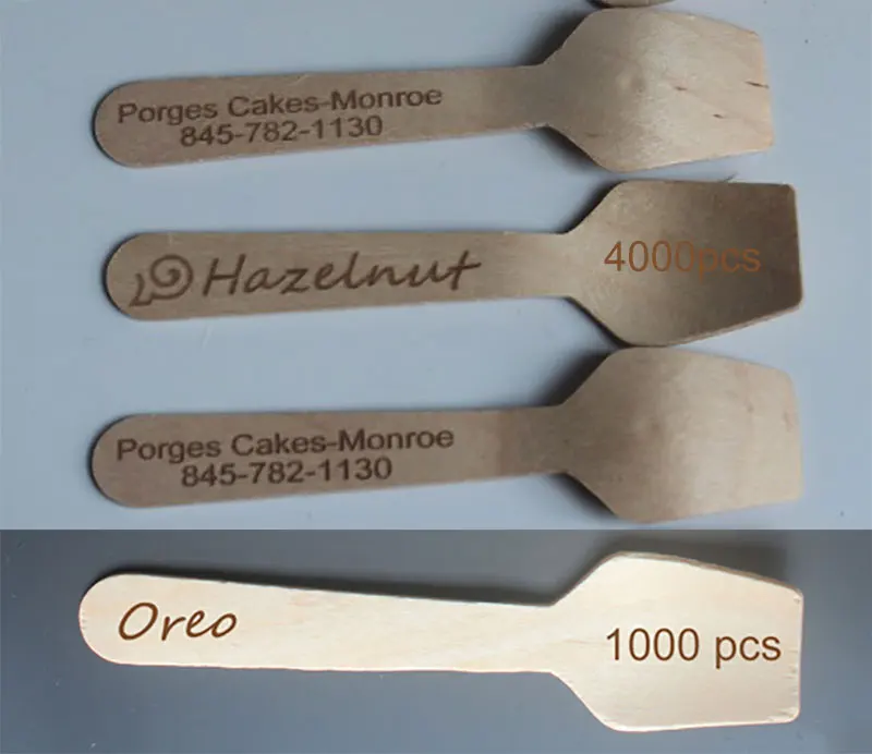 

Amushrooming Customized disposable Wooden Flat Spoons Cupcake Spoons 9.5cm custom with logo on both sides