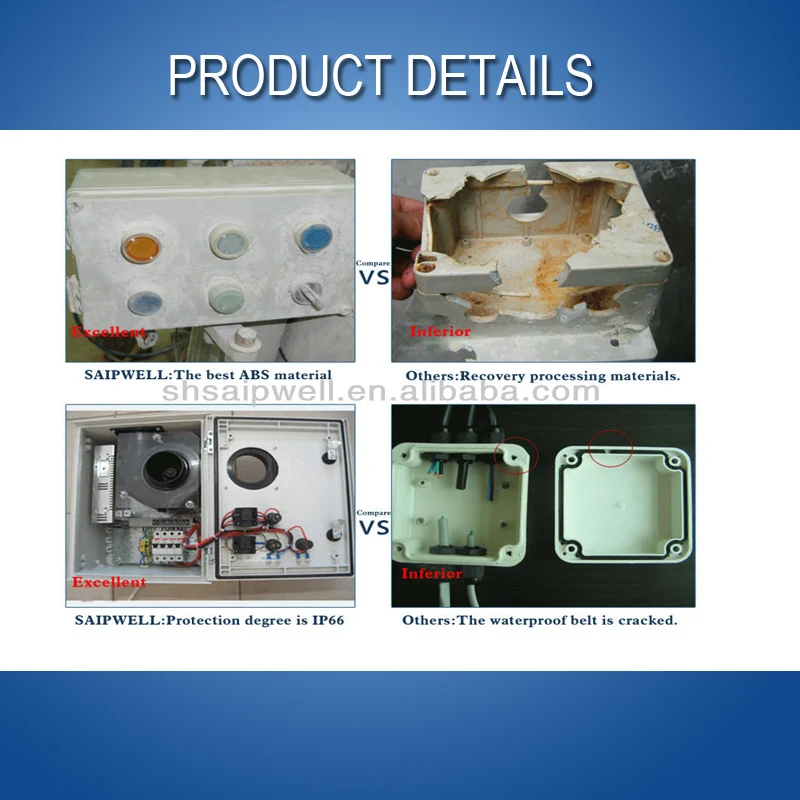 Saipwell пластиковые инъекций герметичный корпус IP66 водонепроницаемый распределительная коробка с уха IP66 75*120*200 мм SP-F1