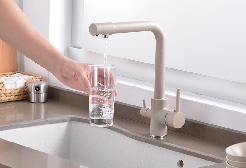Kitchen Filtered Faucet Water with Dot Brass Purifier Faucet Dual Sprayer Drinking Water Tap Vessel Sink Mixer Tap Torneira
