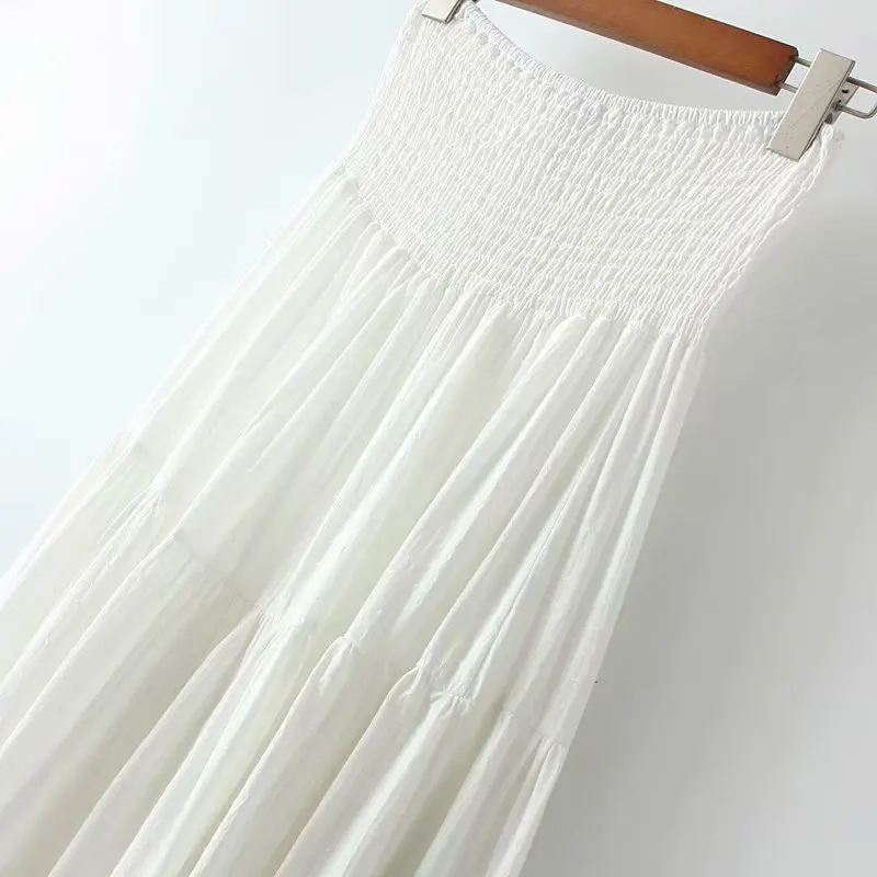 Винтажная шикарная модная хиппи Женская белая кружевная Лоскутная пляжная богемная юбка высокая эластичная талия трапециевидная юбка макси в стиле бохо Femme