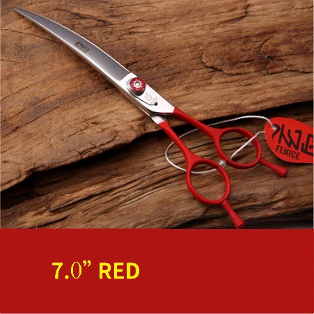 Fenice профессиональные 7 дюймов 7,5 дюймов ножницы для ухода за домашними животными ножницы для стрижки волос изогнутые ножницы для собак и овец - Цвет: Red 7 inch