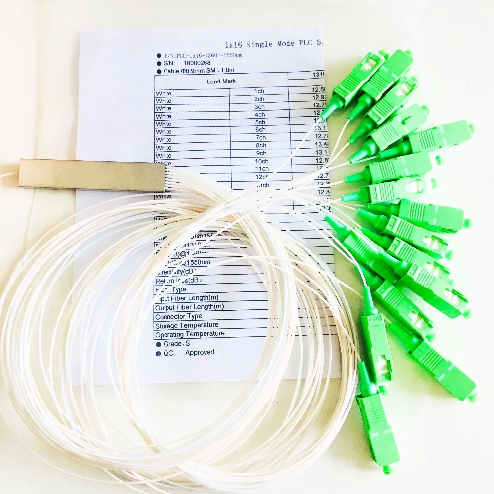 

10PCS 1 x 16 PLC SC APC Passive Optical Fiber Splitter Mini Module 900um